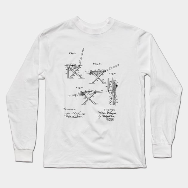 Folding Chair Vintage Patent Hand Drawing Long Sleeve T-Shirt by TheYoungDesigns